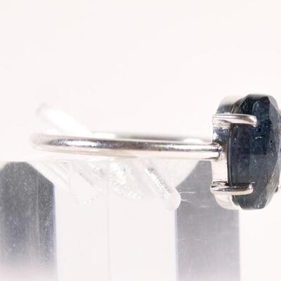 Sterling Blue Gemstone Ring, Size 8.75