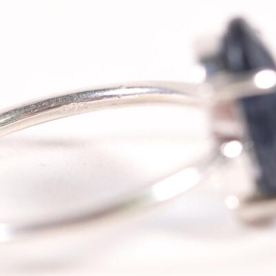 Sterling Blue Gemstone Ring, Size 8.5