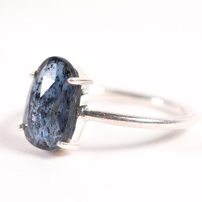 Sterling Blue Gemstone Ring, Size 8.5