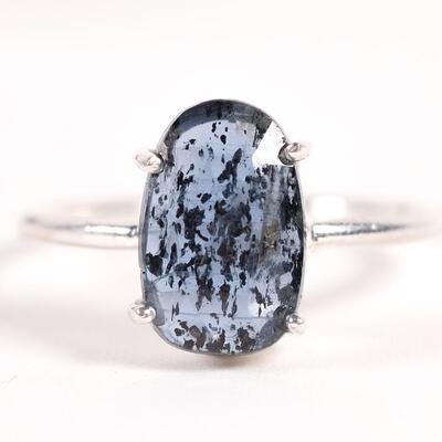 Sterling Blue Gemstone Ring, Size 8.5