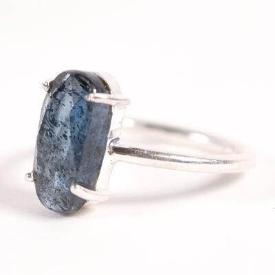 Sterling Blue Gemstone Ring, Size 6