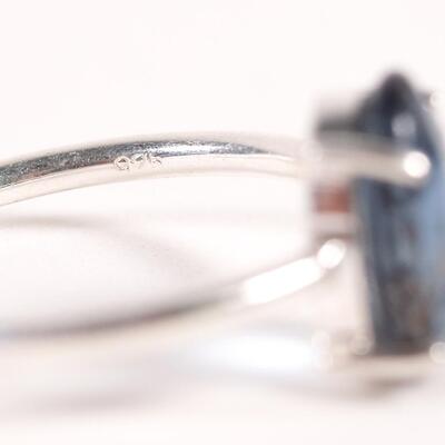 Sterling Blue Gemstone Ring, Size 7.25