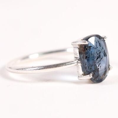 Sterling Blue Gemstone Ring, Size 7.25