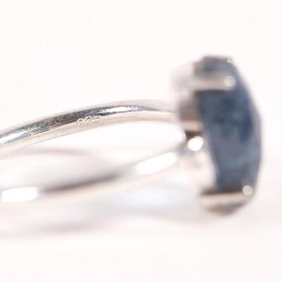 Sterling Blue Gemstone Ring, Size 5.5