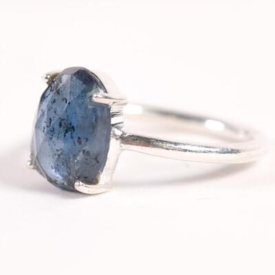 Sterling Blue Gemstone Ring, Size 5.5