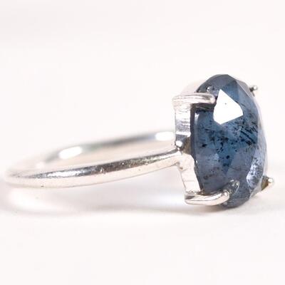 Sterling Blue Gemstone Ring, Size 5.5