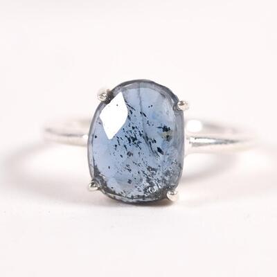 Sterling Blue Gemstone Ring, Size 5.5