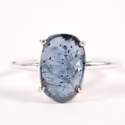 Sterling Blue Gemstone Ring, Size 6.75