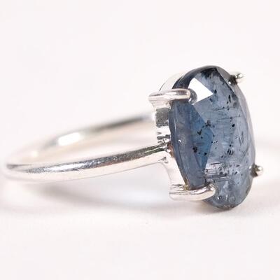 Sterling Blue Gemstone Ring, Size 6.75