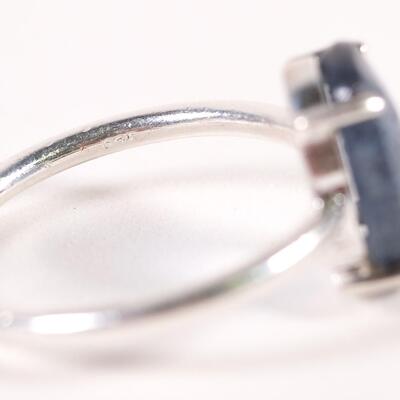 Sterling Blue Gemstone Ring, Size 6.75