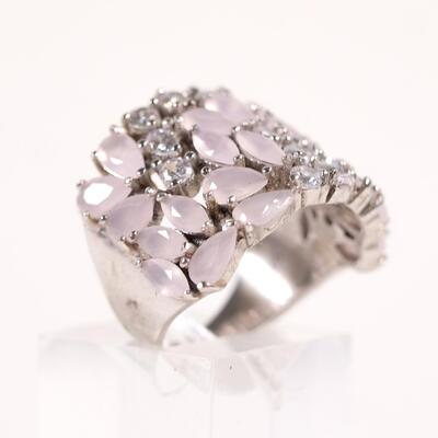 Sterling Gemstone Cluster Ring, Size 6