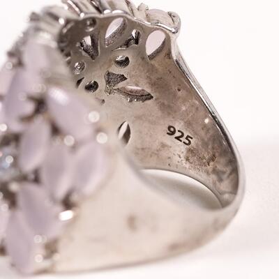 Sterling Gemstone Cluster Ring, Size 6