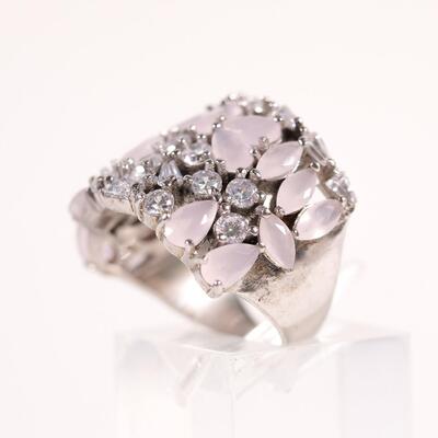 Sterling Gemstone Cluster Ring, Size 6