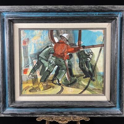 Ed Pointer original painting Oil Derrick Roughnecks