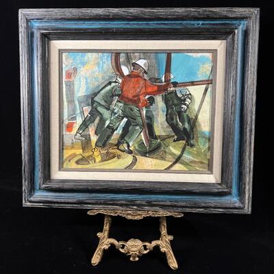 Ed Pointer original painting Oil Derrick Roughnecks