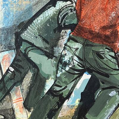 Ed Pointer original painting Oil Derrick Roughnecks