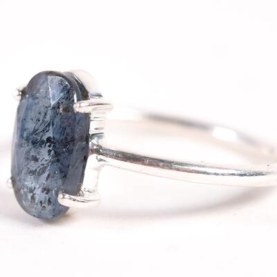 Sterling Blue Gemstone Ring, Size 7.75