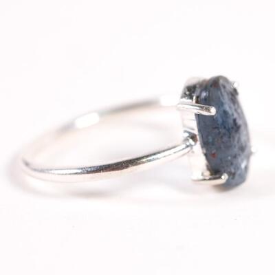 Sterling Blue Gemstone Ring, Size 7.75