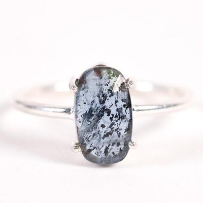 Sterling Blue Gemstone Ring, Size 7.75