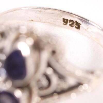 Sterling Double Iolite Gemstone Ring, Size 9