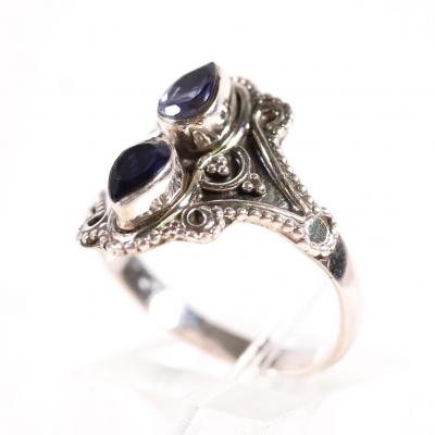 Sterling Double Iolite Gemstone Ring, Size 9