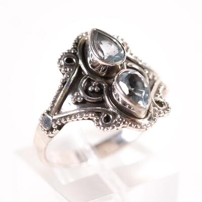 Sterling Double Topaz Gemstone Ring, Size 8.25