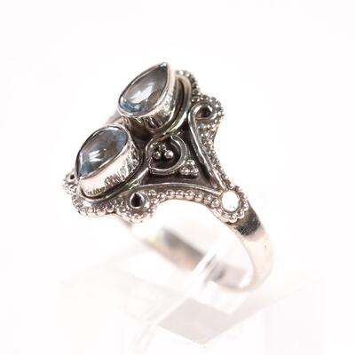 Sterling Double Topaz Gemstone Ring, Size 8.25