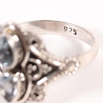 Sterling Double Topaz Gemstone Ring, Size 8.25