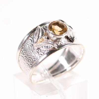 Sterling Citrine Gemstone Ring, Size 8.5