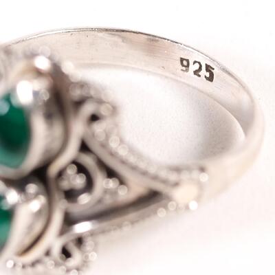 Sterling Double Malachite Ring, Size 8.5