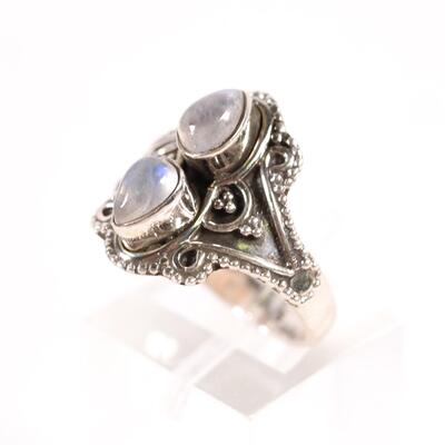 Sterling Double Moonstone Ring, Size 6.5