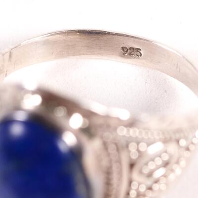 Sterling Lapis Lazuli Ring, Size 8.25