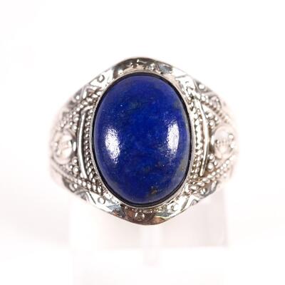 Sterling Lapis Lazuli Ring, Size 8.25