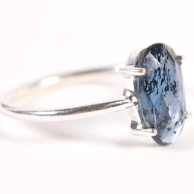 Sterling Blue Gemstone Ring, Size 8