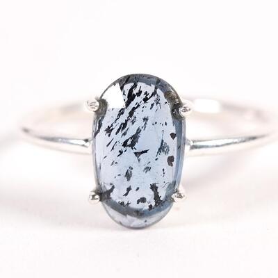 Sterling Blue Gemstone Ring, Size 8