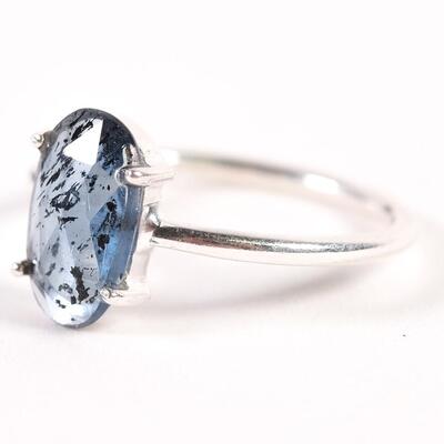 Sterling Blue Gemstone Ring, Size 8