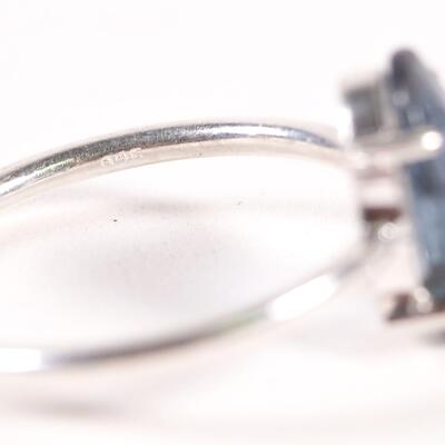 Sterling Blue Gemstone Ring, Size 8