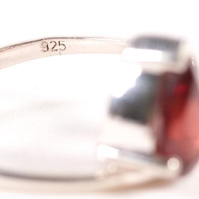 Sterling Double Garnet Ring, Size 5.75