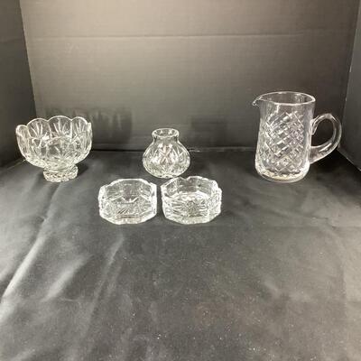 Lot 5016. Waterford Lismore Jug, Ash Trays, Vase, Pedestal Bowl