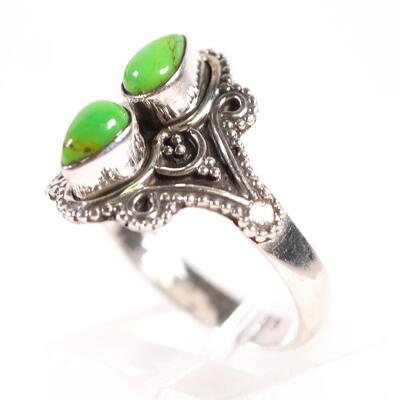 Sterling Double Gaspeite Ring, Size 9.5