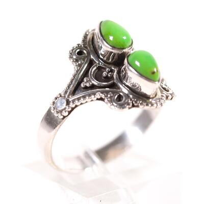 Sterling Double Gaspeite Ring, Size 9.5