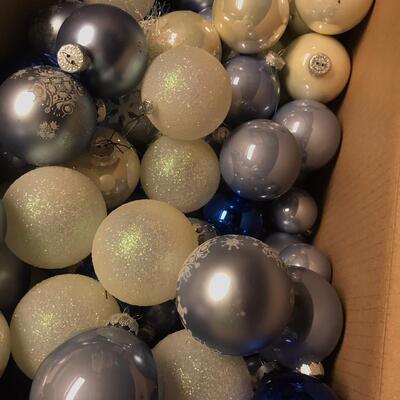 Box of Blue & White shatterproof ornaments