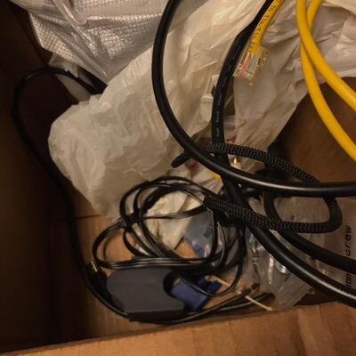 Box of cable & TV stuff