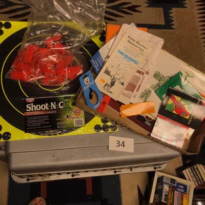 Box of Targets, Hunting Liturature & a big bag of key fob whistles