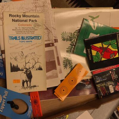 Box of Targets, Hunting Liturature & a big bag of key fob whistles
