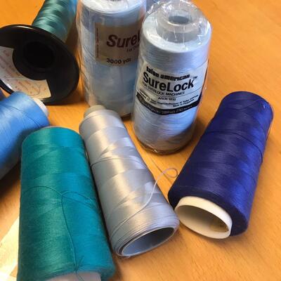 Lot of Blues & Greens Spools of thread