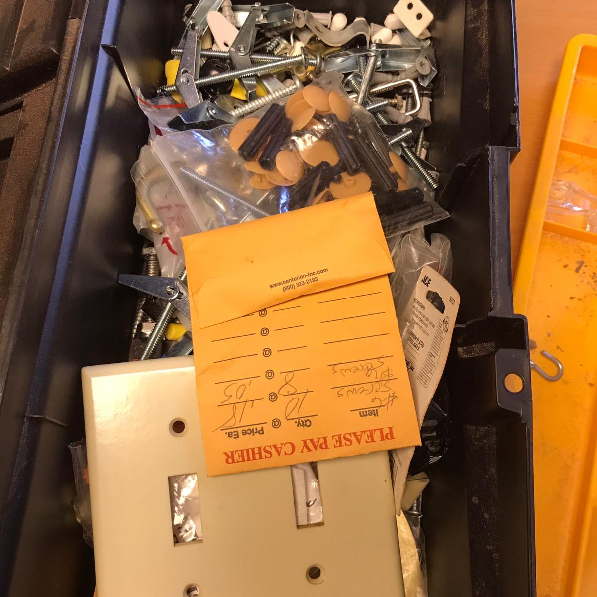 Tote box of hardware