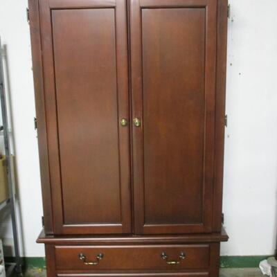 Wood Finish 2-pc Media Cabinet with Drawer Set