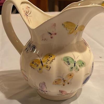 Vintage Butterfly Pitcher with Matching Tea Bag Storage Container