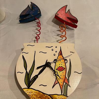 Whimsical Wood Fish Clock